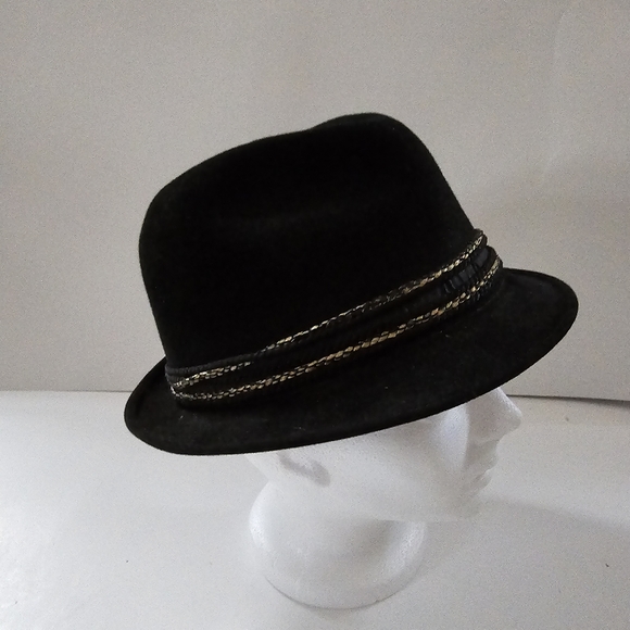 Vintage Mallory felt fedora black hat 1950s-1960s Retro style - Picture 14 of 15
